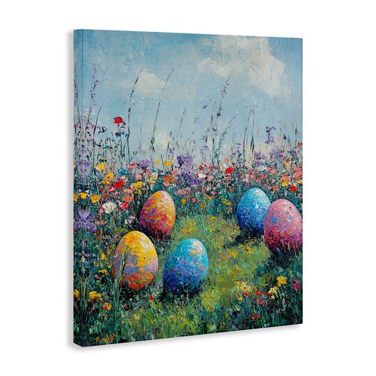 Stupell Industries Vibrant Egg Hunt Scene Canvas Wall Art